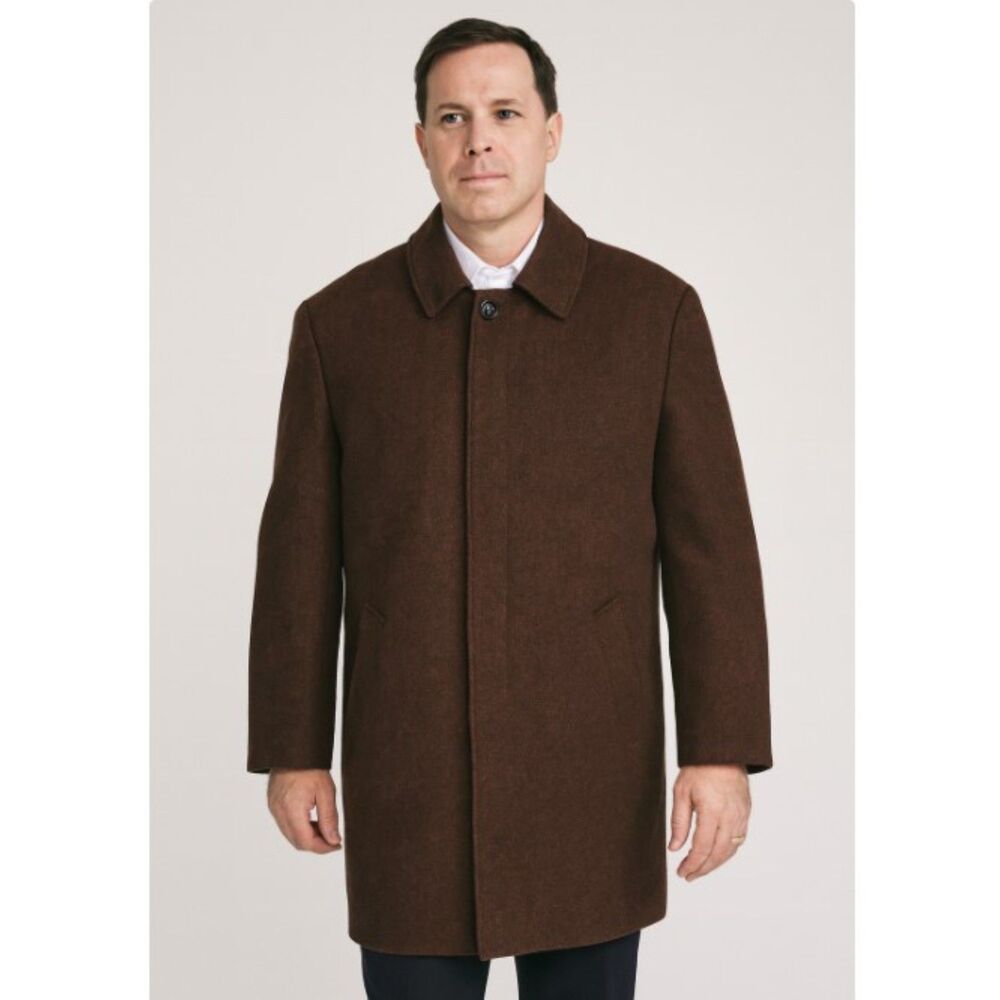 Nautica Overcoat 100% Wool Brown Lined Winter Jacket Coat Mens Size 42R